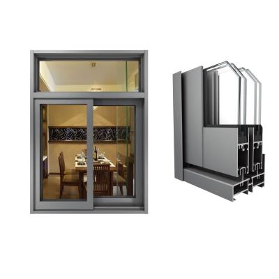 China Modern Sliding Door ATG90H Strip Thermally Fed Cut Profile Double Track Aluminum Thermal Broken Double Glazed Sliding Door for sale