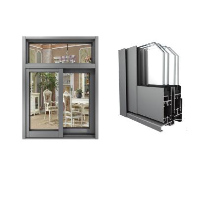 China Swing ATG80E Strip Thermally Fueling Cutoff Profile Aluminum Sliding Window Double Glass Sliding Windows Low Cost for sale