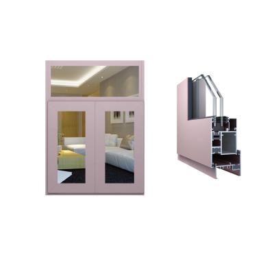 China Modern Casement Door APG50 Strip Thermally Feeding Cut Profile Aluminum Thermal Broken Double Glazed Aluminum Door for sale