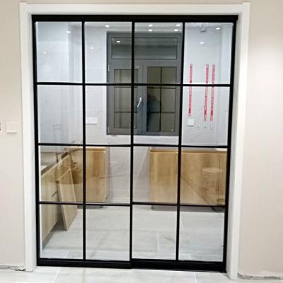 China Modern kitchen doorsldiing door with cross bars design aluminum alloy profile aluminum sliding door for sale