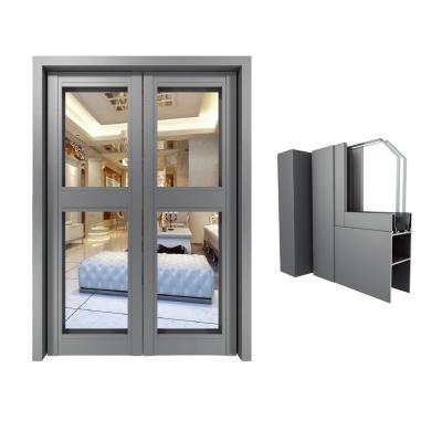 China AM46 Modern Floor Spring Hinge Door Profile Aluminum Framed Glass Door for sale