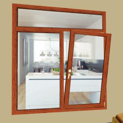 China Swing timber color turn and tilt window aluminum profile and wood grain tilt n turn window for sale