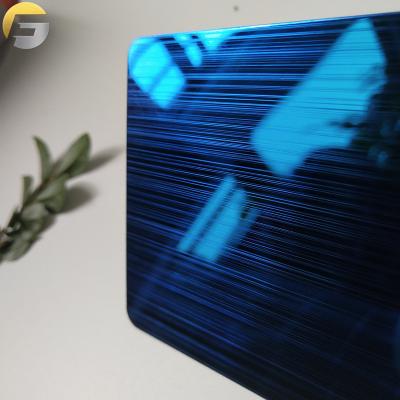 China Construction Field Good Price Mirror Hairline Sapphire Blue Decorative Stainless Steel Sheet VV071 For Hotel Building for sale