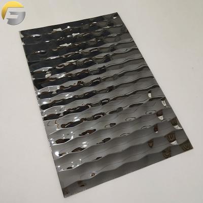 China WL233 Exterior and Interior Decoration Factory Hotel Wall Ceiling and Wall Cladding Panels Embossing Large Medium Water Ripple Black Mirror Stainless Steel Sheets for sale