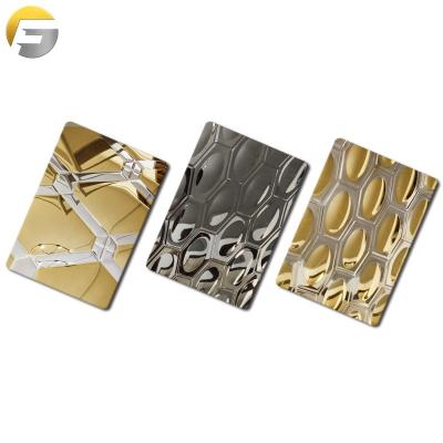 China High Construction Field V210 Sales Customized Models Mirror Embossed PVD Color Coated Two Color Steel Sheet For Interior Decoration for sale