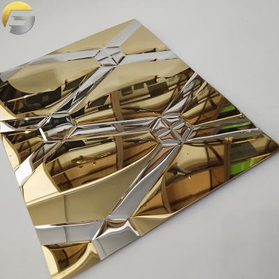 China V209 Construction Field Top Sales Various Models Polished Mirror Embossing Two Color Titanium Stainless Steel Sheet Gold Silver for sale