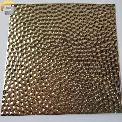 China WL263 Exterior And Interior Decoration Honeycomb Pvd Coating Gold Embossed Sheet 304 Grade Pattern Embossing Rose Gold Stainless Steel Sheets for sale