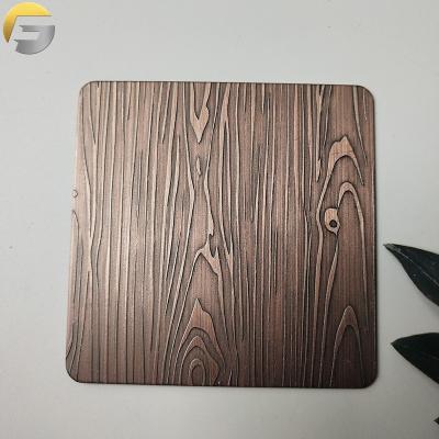 China VV093 Construction Field Factory Supply Hotel Decorative Profile Stainless Steel Red Bronze Etched Sheet for sale