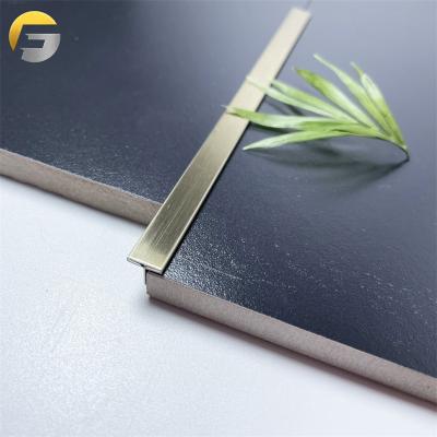 China VVV316 T Tile Profile Modern High Quality Brushed Gold Decor Stainless Steel Titanium Wall Panel for sale