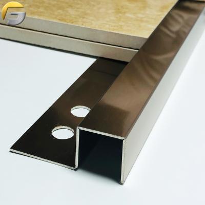 China V0360 China Supplier Modern Shape Rose Gold Stainless Steel Tile Special Trim HL For Hotel Floor Border for sale