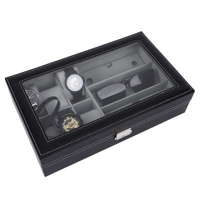 China Advanced Luxury Wooden Eyewear Sunglasses Rack Watch Sunglasses Holder Glass Display Jewelry Storage Box for sale