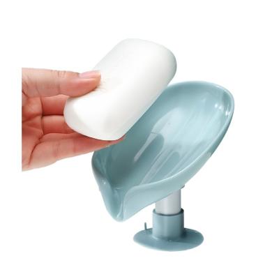 China Soap Dry Easy Soap Holder Leaf-Shape Self-Draining Dish Not Punched Easy Clean With Suction Cup Soap Dish For Shower Bathroom for sale