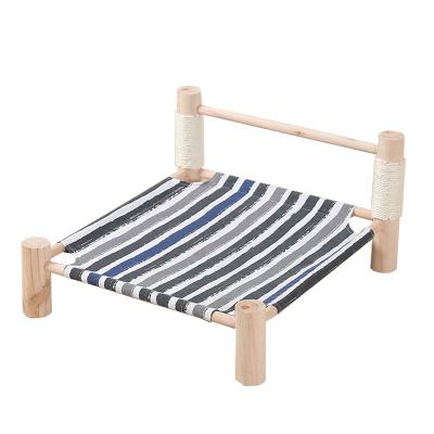 China 2021 Travel Dismountable Detachable Wooden Bed Cat Sofa Bed Small Dog Cat Sun Sofa Indoor Camp Bed And Pet Washable In Summer for sale