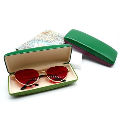 China For Women Custom Logo Stock Popular Black Foldable Glass Box PU Leather Sunglasses Packaging Glasses Case for sale