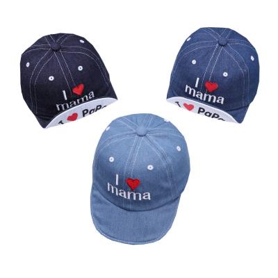 China Imitate Animal Factory Custom Embroidered Letters Denim Fabric, Rolled Brim And Breathable 6 Panels Kids Hat for sale