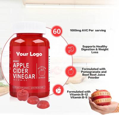 China Beauty Products Private Label Apple Cider Vinegar Slimming Gummies Apple Cider Vinegar Fudge For Detox To Cleanse Apple To Form 60 Count for sale