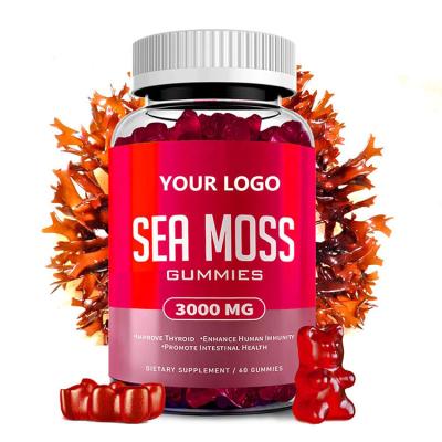 China Beauty Products Sugar Free Strawberry Flavor Sea Natural Irish Moss Gummy With Burdock Root Label Customize Printing for sale