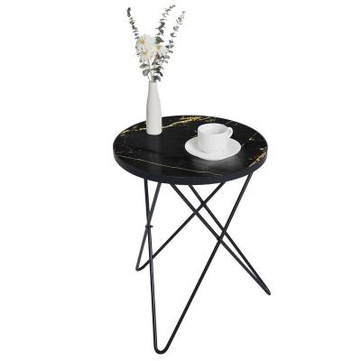 China Adjustable (height) Modern Luxury Black White Marble Top Stainless Steel Frame Dining Table Coffee Table Side Table for sale