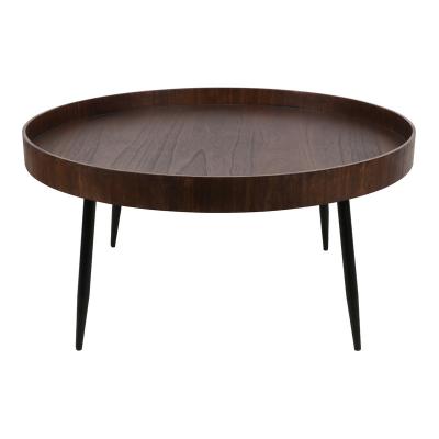 China Adjustable (height) Leak-proof Wooden Round Coffee Table with Metal Legs Afternoon Tea Time Tray Table Modern Coffee Table for sale