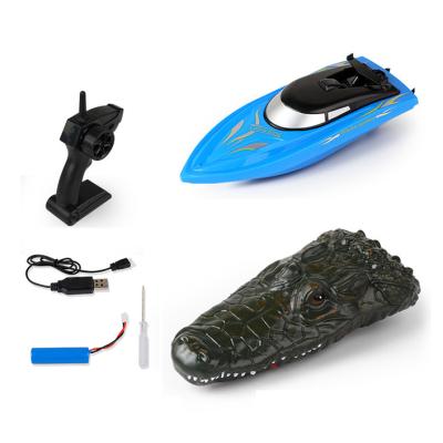 China RC Hobby 2 in 1 RC Boats for Pool, 10km/H 2.4G Mini Speed ​​Remote Control Racing Boat with Disassembled Simulation Crocodile Head Spoof Toy for sale