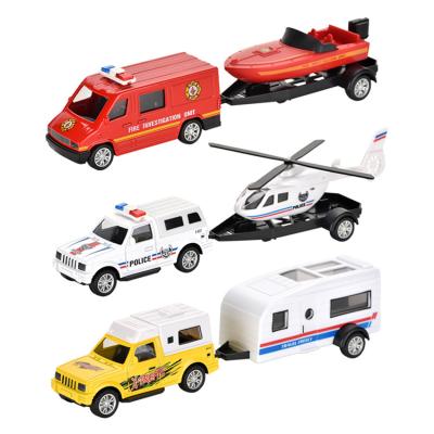 China Diecast Toy Diecast Metal Toy Cars Vehicle Set, Gift Pack Diecast Toy Car Trailer Truck For Kids (Police Car, Fire Engine, Motorhome) for sale