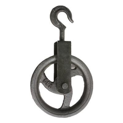 China Open Type FORGE STEEL HOOK BLACK PULLEY FOR WIRE ROPE 80-100-120-140-160-180-200-250MM for sale