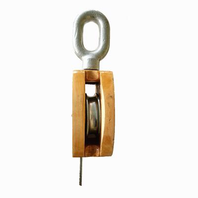 China JIS WOODEN WOODEN PULLEY DOUBLE WITH EYE 3 TO 12 INCH 800-8000LBS FOR ROPE for sale