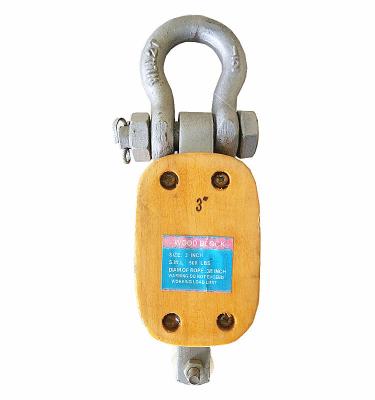 China DOUBLE REGULAR WOODEN BLOCK WOODEN PULLEY WITH 800-19000LBS 3-16 INCHES HOOKUP FOR ROPE for sale