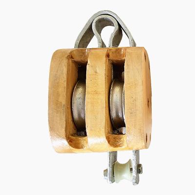 China 800-8000LBS 3 TO 12 INCH SHAKER 800-8000LBS REGULAR WOODEN BLOCK DOUBLE PULLEY FOR ROPE for sale