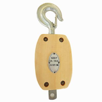 China JIS WOODEN WOODEN PULLEY DOUBLE WITH HOOK 3 TO 12 INCHES 800-8000LBS FOR ROPE for sale