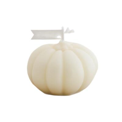 China Birthdays New Design Wholesale White Pumpkin Shaped Candles Home Decoration Halloween Candles Shapes Candle for sale