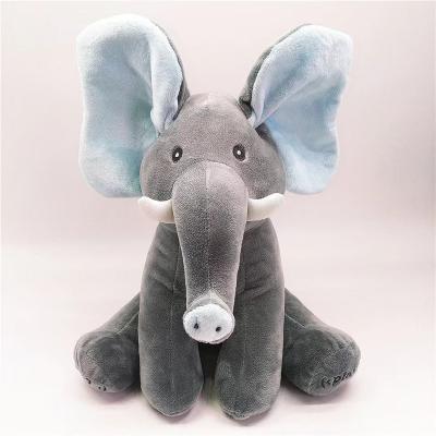 China Peek A Boo Toy 2023 Custom Logo Peek A Boo Puppy Rabbit Singing Electric Plush Stuffed Bear Talking Elephant Toy With Cheap Price for sale