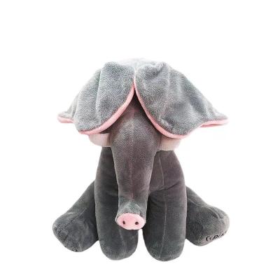 China Custom Logo Peek Talking Boo Bear Elephant Toy Stuffed Plush Rabbit Elephant Play Baby Music Toys Children Animal Gift for sale