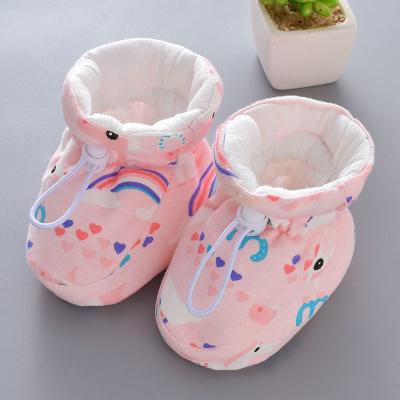 China Unique Dye Plush 123 Soft Link Type Cotton Walking Pre Shoes Autumn Infant Non Slip Cotton Winter Shoes For 0-12 Months Baby for sale