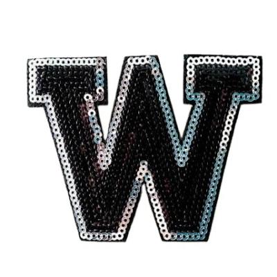 China cheap custom 3D sequin letter colorful iron on appliques for sale