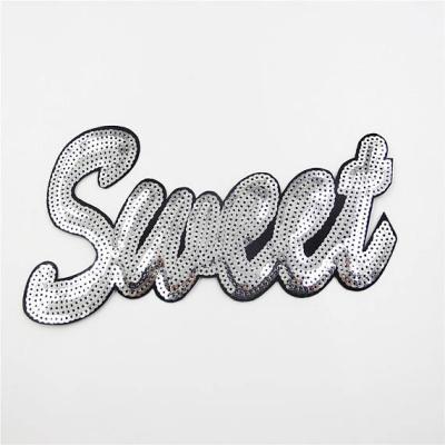 China custom cheap colorful 3D iron on sequin patch for garment for sale