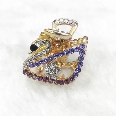 China Custom Elegant Style Alloy Swan Hair Claw Diamond Women Glitter Accessories Vintage Hair Clip Pearl European and American Wholesale Colorful Claw for sale