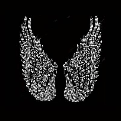 China Custom Flatback Bling Angel Wings Crystal Hot Fix Rhinestones for Hoodies and T-shirt for sale