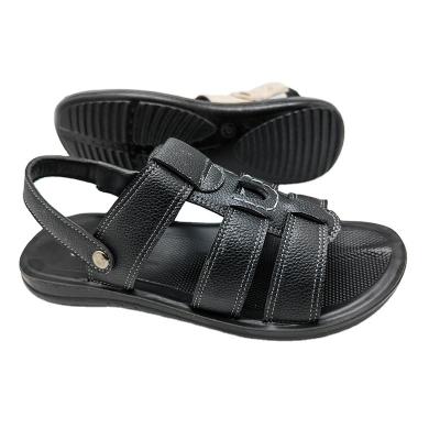 China Good Quality PU Leather Sandals Fashion Platform Slipper Slide Shoes Man Round Outdoor Sandals for sale