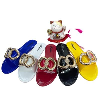 China Latest Best Quality Trend Fashion Lovely Ladies Shoes Platform Chain Durable Jelly Shoes Slippers for sale