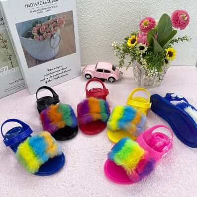 China Deodorization 2022 flat colorful multi style outdoor children new style plush child fashionable girl sandals freeze shoes for sale