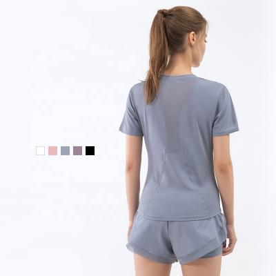 China Wholesale High Quality Short Sleeve T-shirt Running Tops Women's Breathable Black Yoga Activewear Fitness Sports Wear for sale