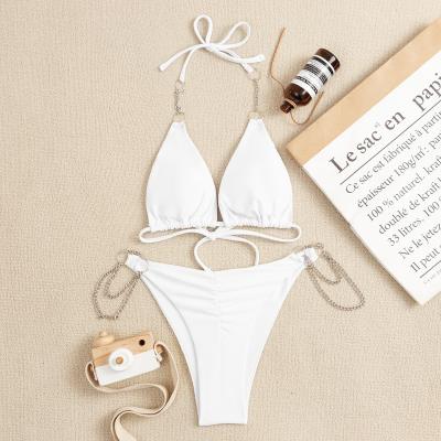 China Swimwear 2021 Hot Style AliExpress Strappy String Bikini Set Micro Lift Up Breathable White Two Piece Swimsuit Women for sale