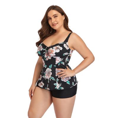 China Conservative 2021fashion breathable plus size micro swimwear female plus size swimwear black tankinis skirt printing bikini beach for sale