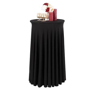 China Wholesale Disposable Plain Dyed Polyester Stretch Table Cloth Pleated Around Tablecover With Ruffle Skirt for sale