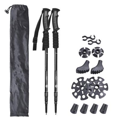 China Foldable Aluminum PVC Carbon Snow Alpenstock Mountaineering Cane Increasing Canes Nordic Trekking Poles For Outdoor for sale