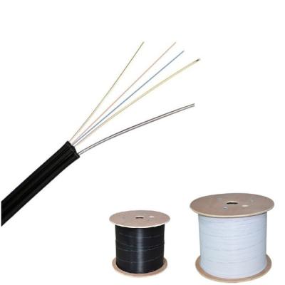 China Outdoor / Indoor Fiber Optic LSZH HDPE OEM Manufacture Overhead G657A FRP KFRP Steel Wire 1 2 4 Core FTTH Drop Cable for sale