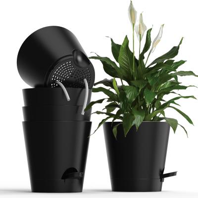 China Modern Wholesale Biodegradable Plastic Black White Flower Pot Making Pots For Plants Pot For Violets for sale