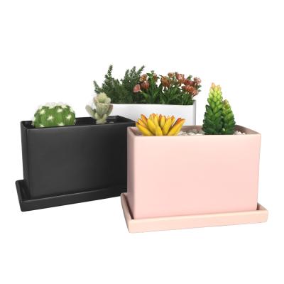 China CLASSIC Wholesale Modern Home Decor Factory Rectangular Ceramic Pot for Artificial Succulent for sale