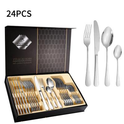 China Conjunto de cubiertos de metal de lujo elegantes de 24 piezas en venta